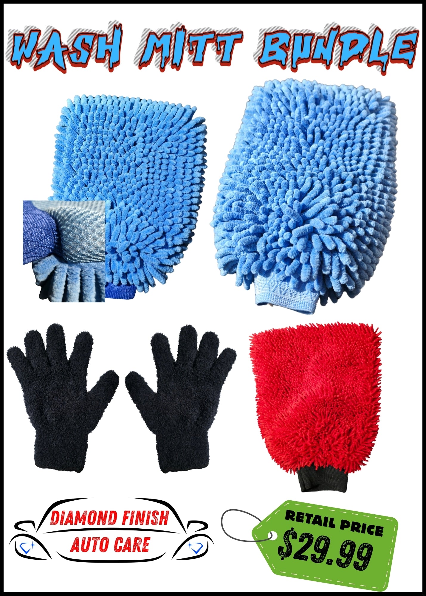 Diamond Finish Wash Mitt Bundle